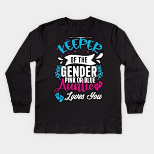 Keeper Of The Gender Loves Aunt You Auntie Baby Announcement Kids Long Sleeve T-Shirt